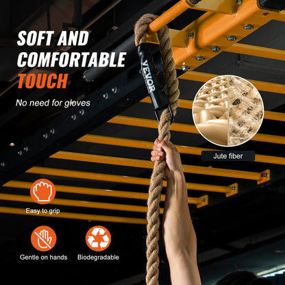 3.8cm x 9.15m Heavy Duty Jute Climbing Rope for Fitness & Home Exercise