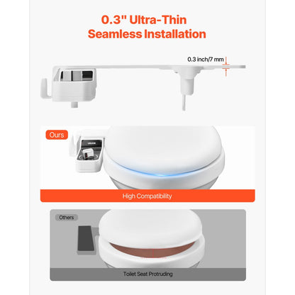 VEVOR Bidet Attachment for Toilet Hot and Cold Dual Nozzles Adjustable Pressure