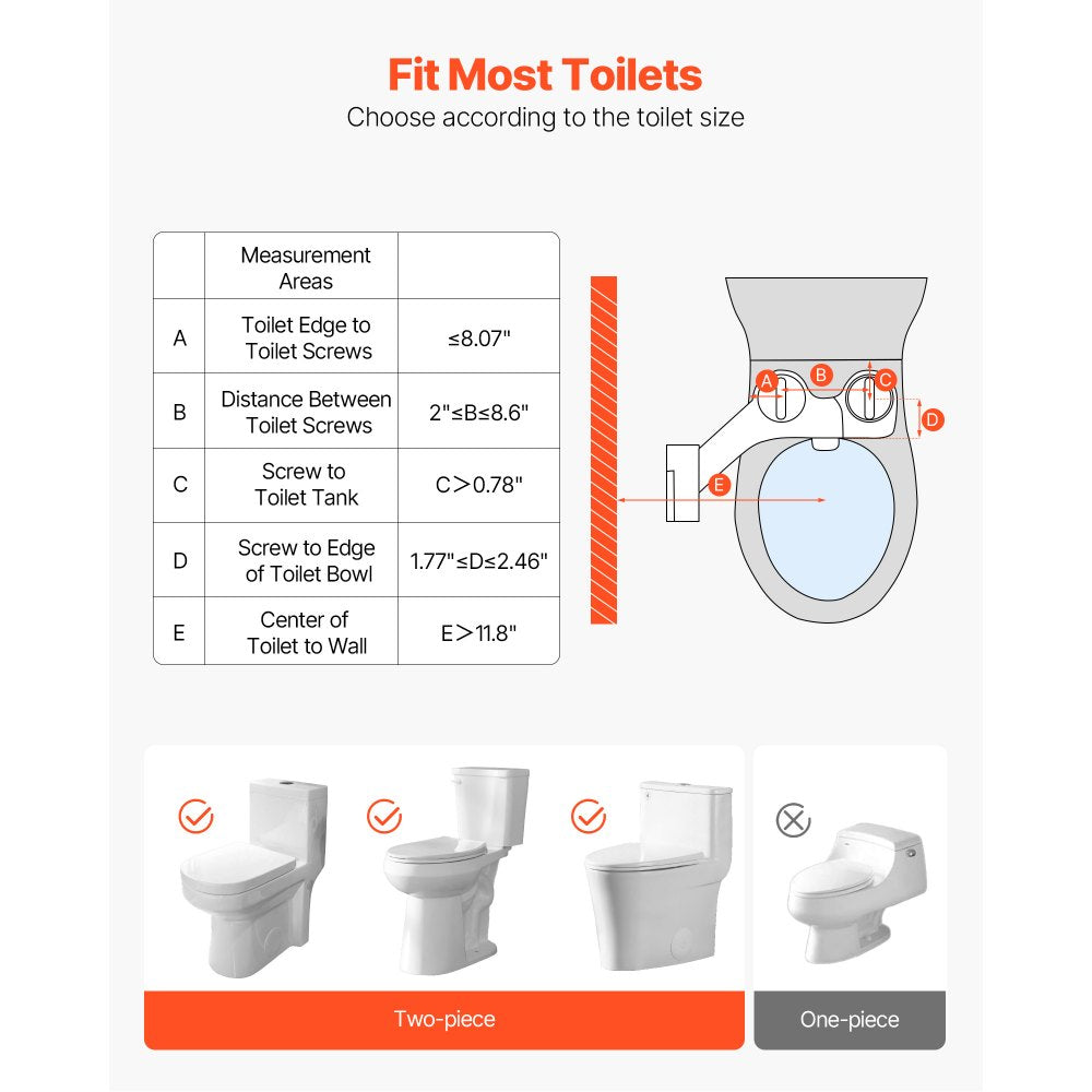 VEVOR Bidet Attachment for Toilet Hot and Cold Dual Nozzles Adjustable Pressure