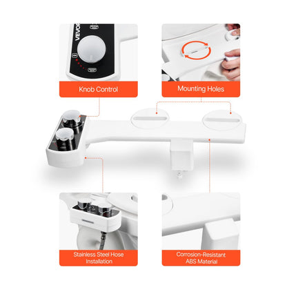 VEVOR Bidet Attachment for Toilet Non-Electric Dual Nozzles Adjustable Pressure