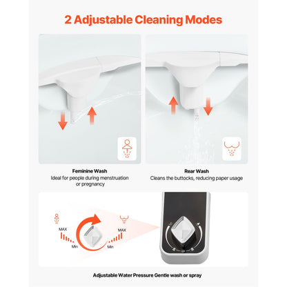 VEVOR Bidet Attachment for Toilet 0.3" Thin Dual Nozzles Adjustable Pressure