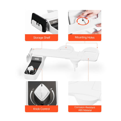 VEVOR Bidet Attachment for Toilet 0.3" Thin Dual Nozzles Adjustable Pressure