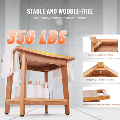 VEVOR Poly Lumber Shower Bench 530x 355x 470 mm Shower Stool Chair for Bathroom