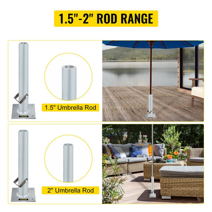 Heavy Duty Aluminum Umbrella Base with Adjustable Rod for Patio Decks
