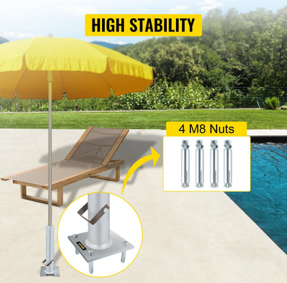 Heavy Duty Aluminum Umbrella Base with Adjustable Rod for Patio Decks