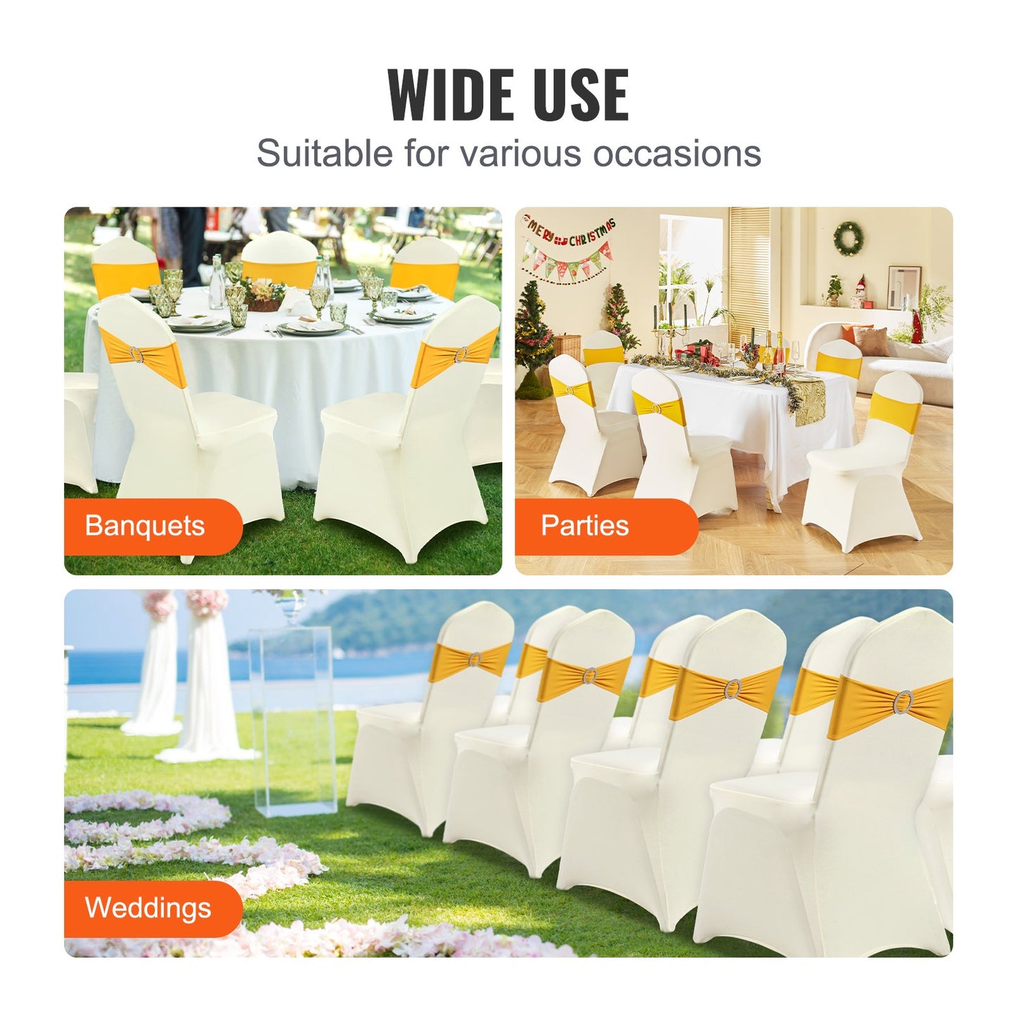VEVOR Stretch Spandex Folding Chair Covers, Universal Fitted Chair Cover, Removable