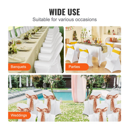 Universal White Spandex Chair Covers - 12 Pack, Stretch Slipcovers for Events