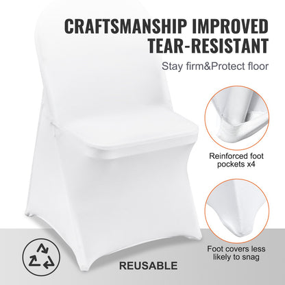 VEVOR White Stretch Spandex Chair Covers - 30 PCS, Folding Kitchen Chairs Cover,