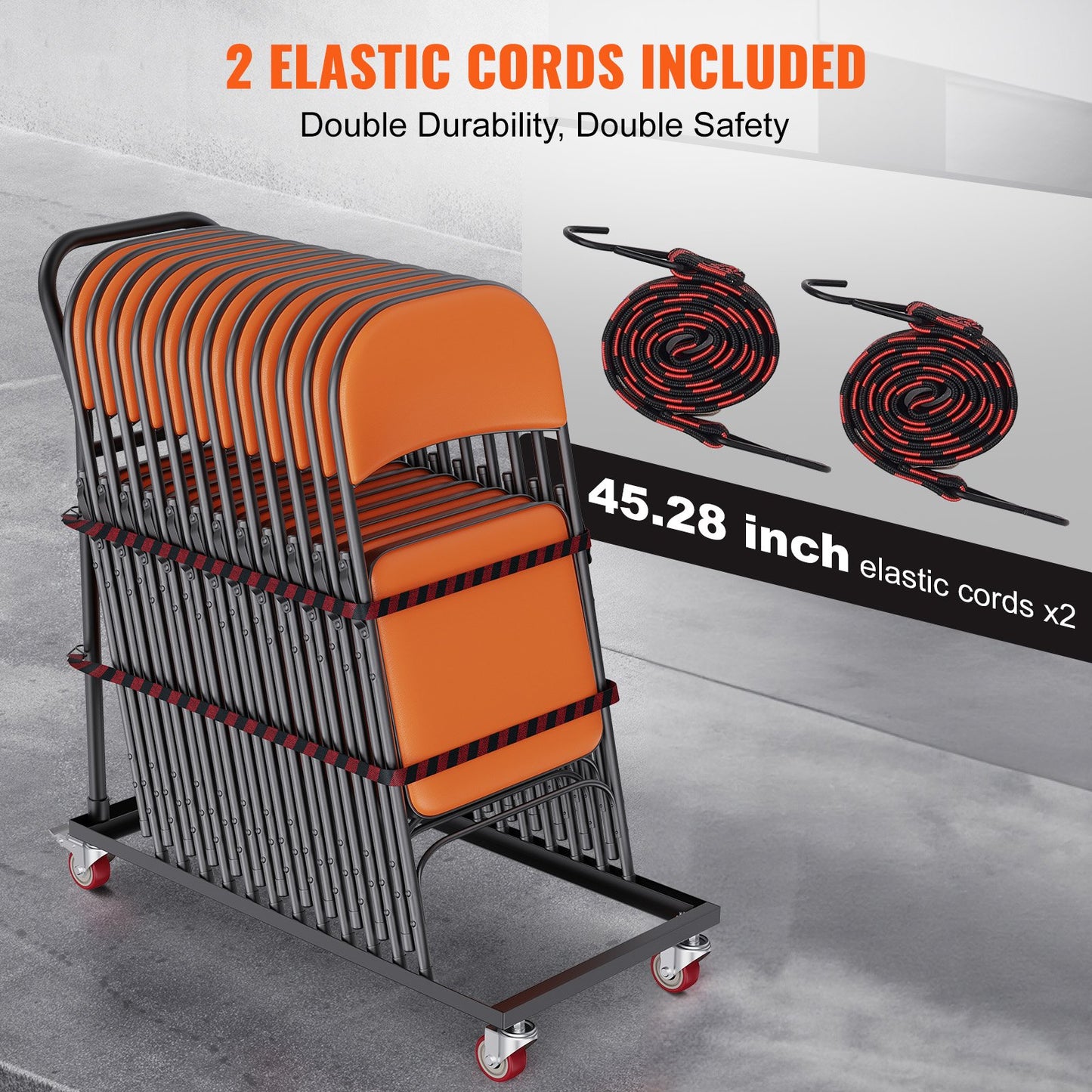 VEVOR Folding Chair Dolly, Iron Commercial Cart with 12 Chairs Capacity, Folding