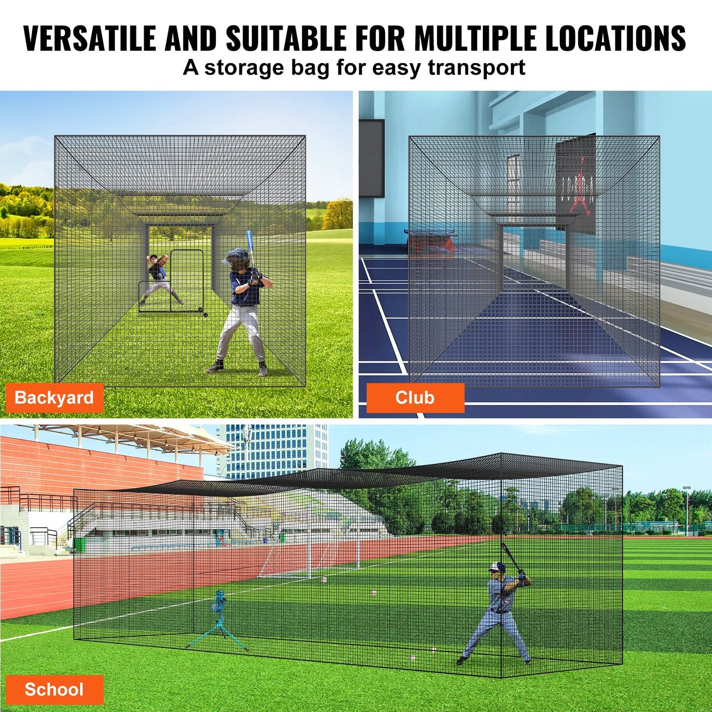 Professional Baseball Softball Training Net with Door & Carry Bag, 10.66m