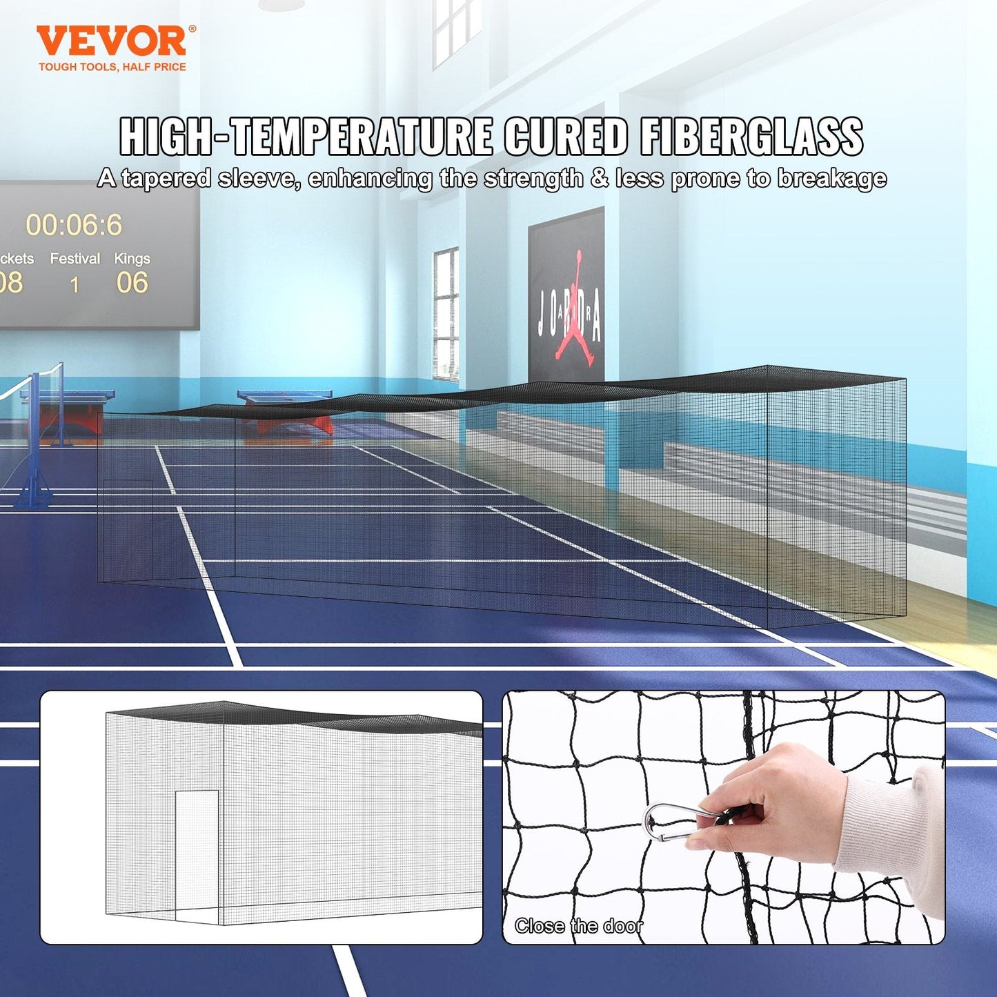 Professional Baseball/Softball Training Net with Door, Portable & Heavy Duty, 16.76m