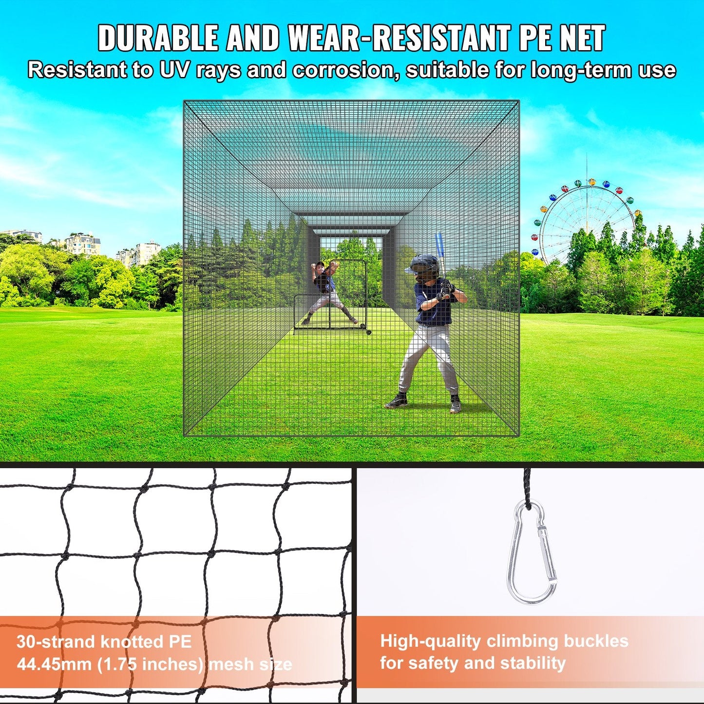 Professional Baseball/Softball Training Net with Door, Portable & Heavy Duty, 16.76m
