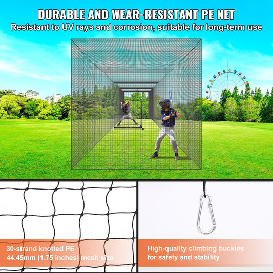 Professional Baseball/Softball Training Net with Door, Portable & Heavy Duty, 16.76m