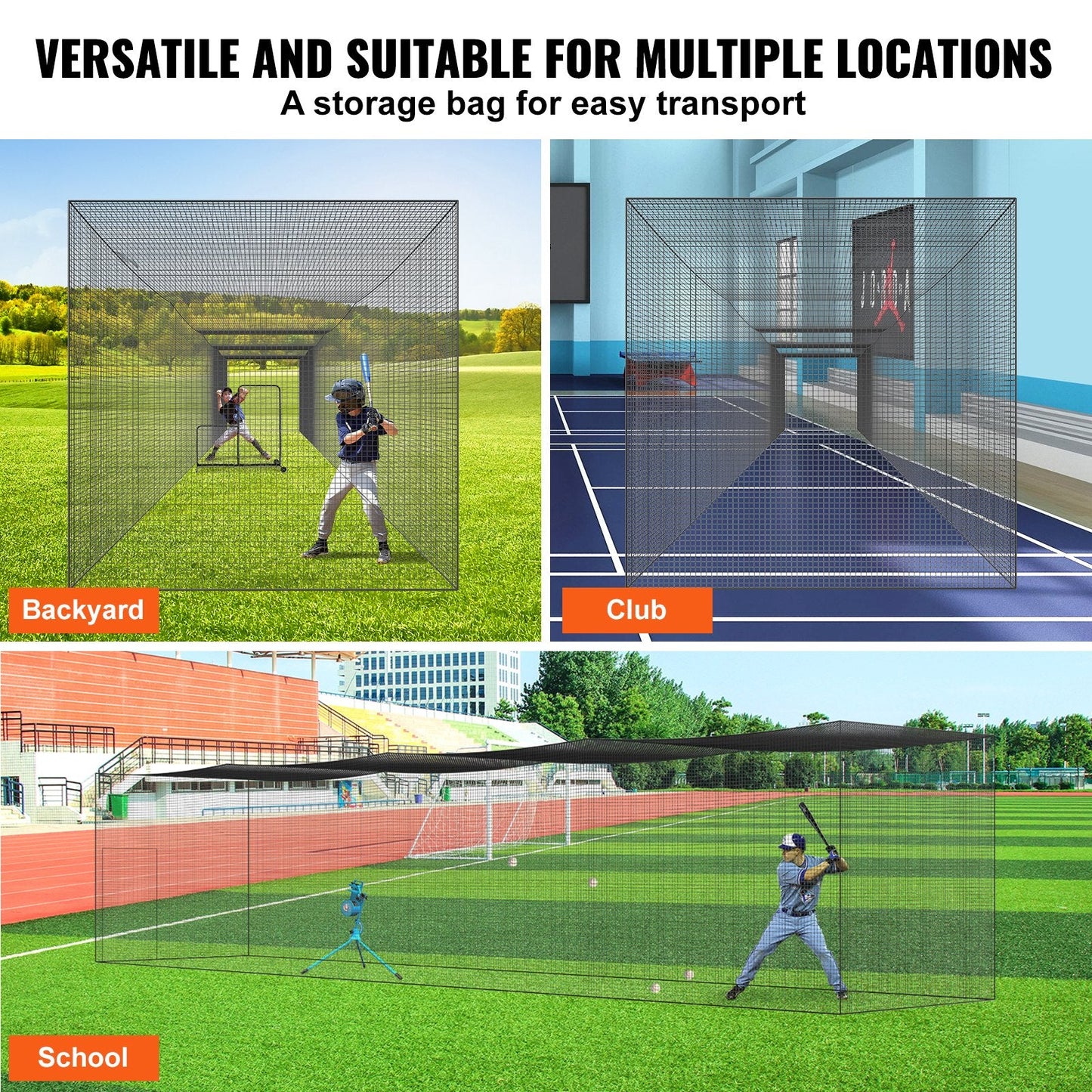 Professional Baseball/Softball Training Net with Door, Portable & Heavy Duty, 16.76m