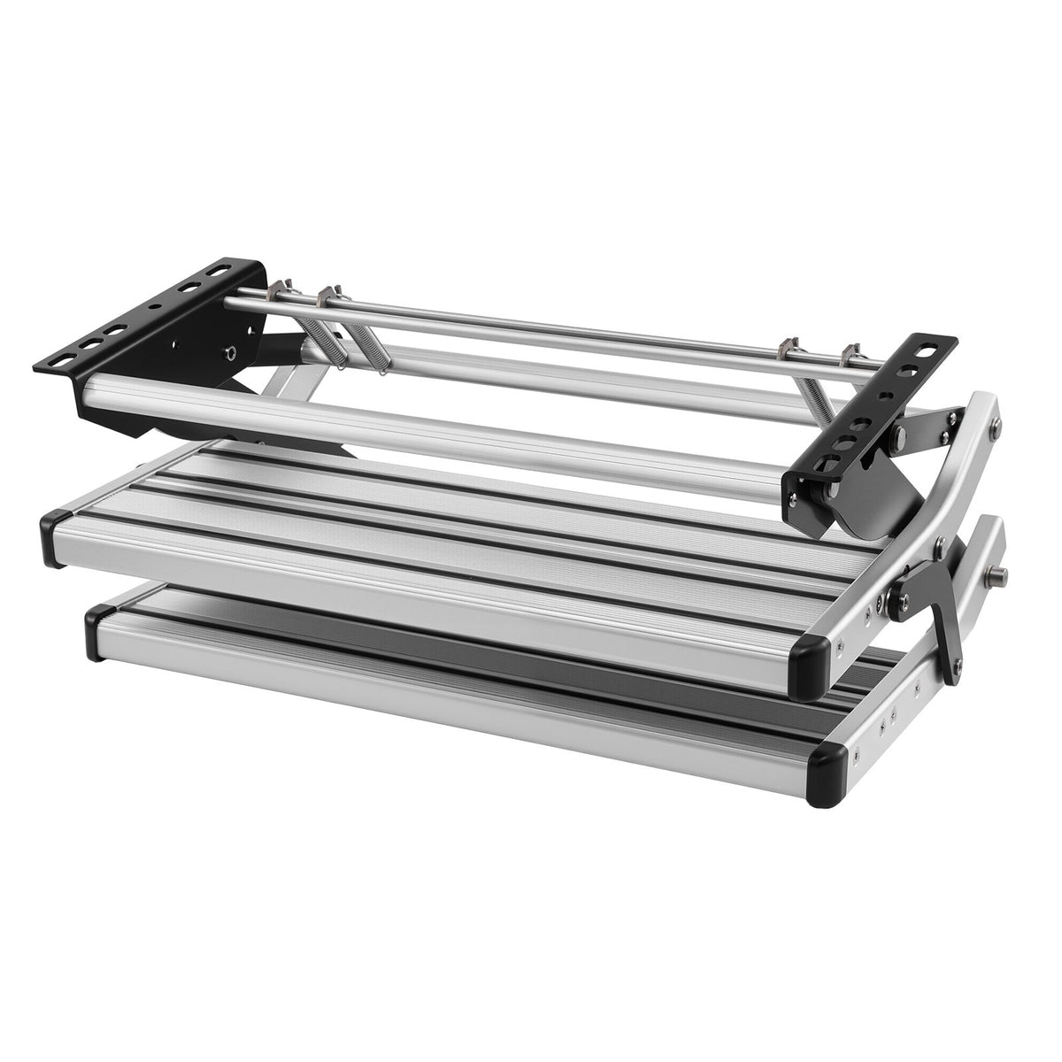 RV Steps, 2-Step, 200 kg Load Capacity, Manual Retractable RV Stairs, Telescopic Folding Aluminum Alloy Camper Steps, Steel Frame Non-Slip Entry Stairs for Camper Van Motorhome Travel Trailer