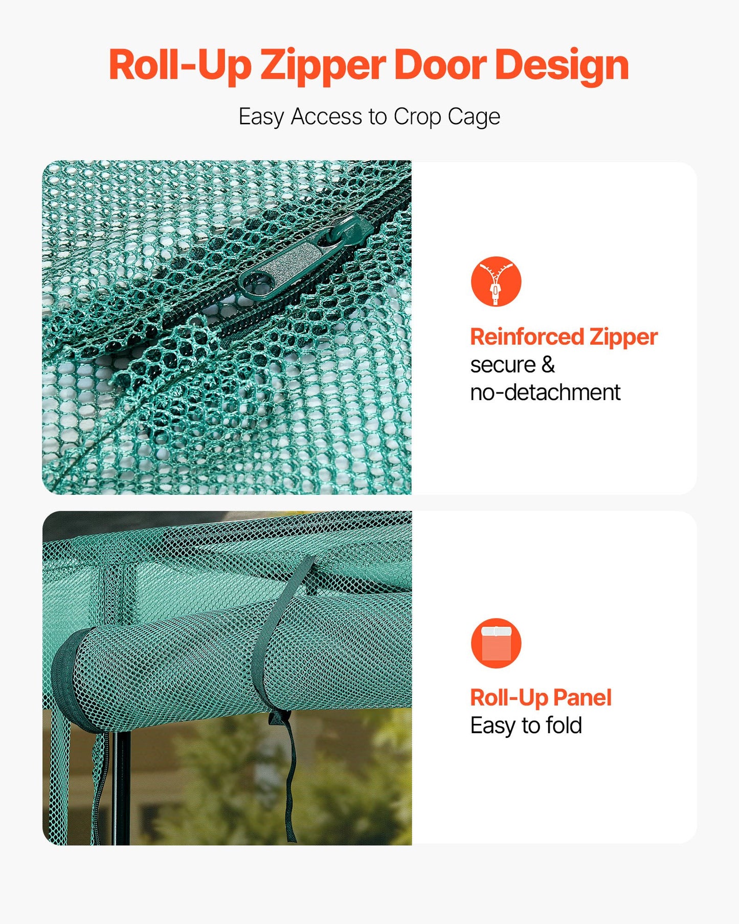 Crop Cage, 2.9 x 1.94 x 1.94 m Plant Protection Tent with Zippered Door, Wind-Resistant Tall Crop Cage, Easy to Install, Outdoor Raised Bed Cover, Tomato Plant Netting for Garden Patio Lawn