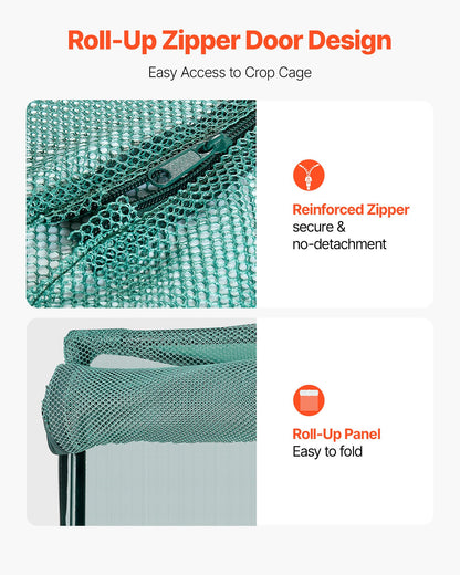 Crop Cage, 1.2 x 1.2 x 1.8 m Plant Protection Tent with Zippered Door, Wind-Resistant Tall Crop Cage, Easy to Install, Outdoor Raised Bed Cover, Tomato Plant Netting for Garden Patio Lawn