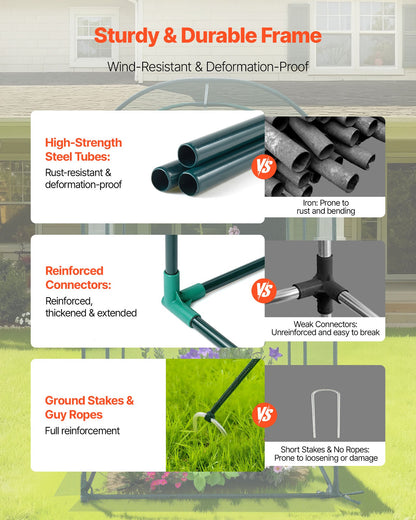 Crop Cage, 1.8 x 0.91 x 1.5 m Plant Protection Tent with Zippered Door, Wind-Resistant Tall Crop Cage, Easy to Install, Outdoor Raised Bed Cover with Frame, Plant Netting for Garden Patio Lawn