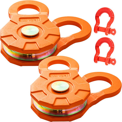 Heavy Duty 11T Winch Pulley for Off-Road Recovery, Fits 14 mm Rope, 2 Pack