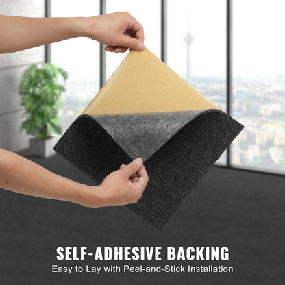 Self-Adhesive Carpet Tiles, 0.3x0.3m, 12 Tiles, Dark Gray, Easy DIY Installation