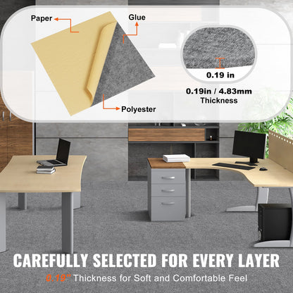 VEVOR Carpet Tiles Peel and Stick, 12” x 12” Squares Self Adhesive Carpet Floor
