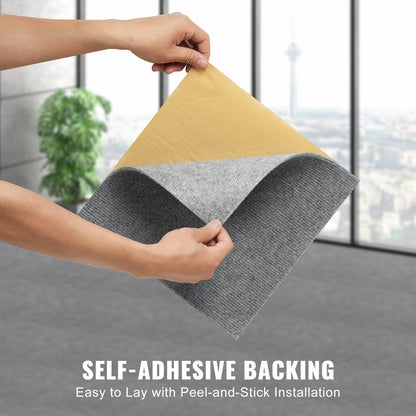 VEVOR Carpet Tiles Peel and Stick, 12” x 12” Squares Self Adhesive Carpet Floor