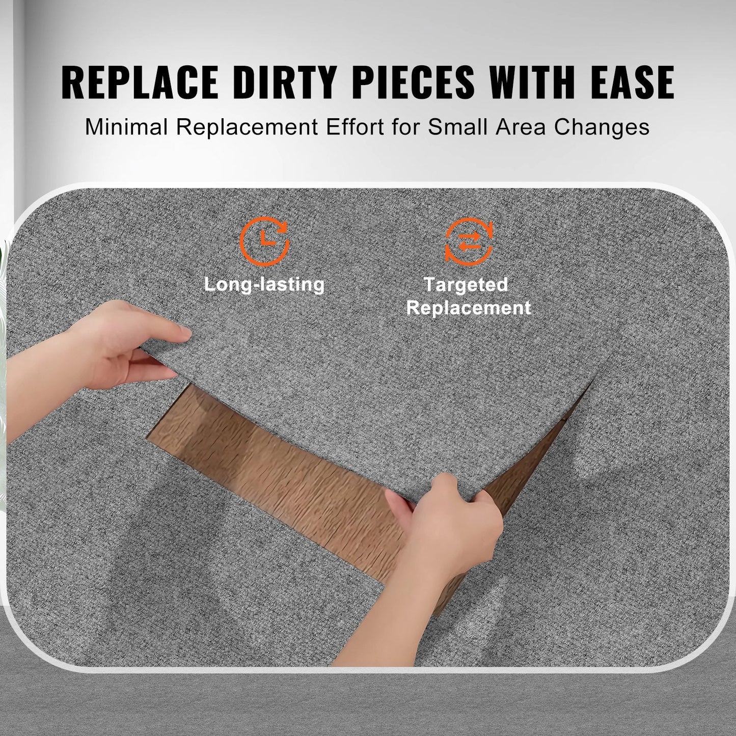 Self-Adhesive Carpet Tiles, 0.3m x 0.3m, Light Gray, Pack of 12, Easy DIY Install