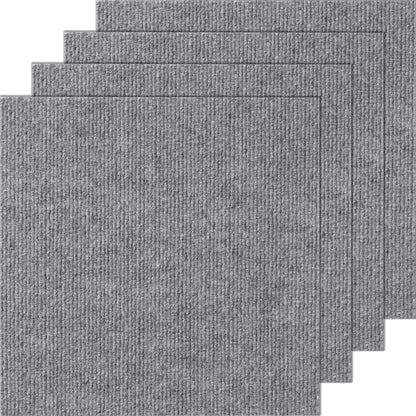 Self-Adhesive Carpet Tiles, 0.3m x 0.3m, Light Gray, Pack of 12, Easy DIY Install