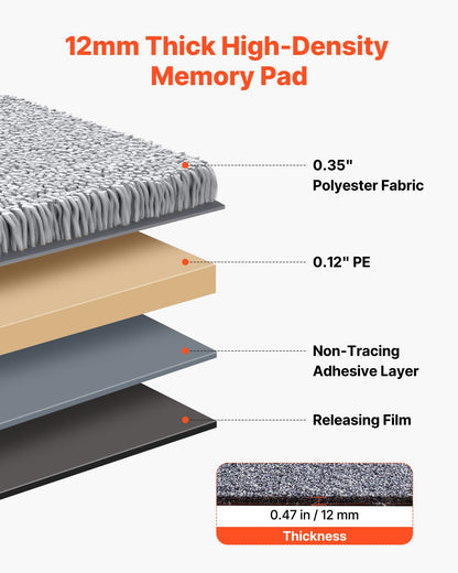 Carpet Tiles 457x457 mm, 10 Pack Carpet Square Rug Detachable & Damage-free, Self Adhesive Home Floor Soft Plush Padded for 2.1㎡ Coverage, Easy DIY for Living Room & Bedroom, Gray