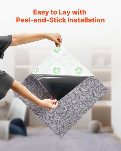 Carpet Tiles 457x457 mm, 10 Pack Carpet Square Rug Detachable & Damage-free, Self Adhesive Home Floor Soft Plush Padded for 2.1㎡ Coverage, Easy DIY for Living Room & Bedroom, Gray