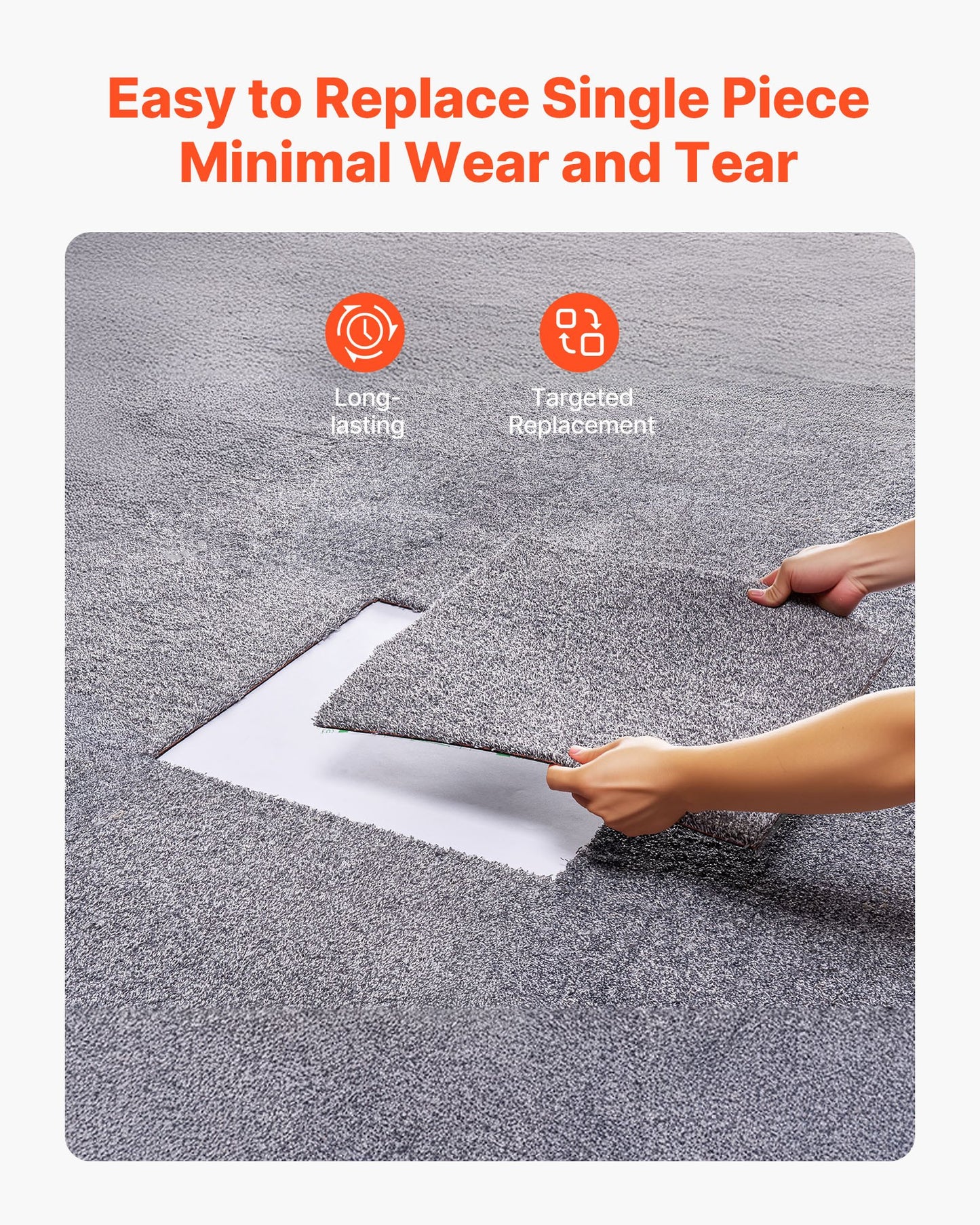 Carpet Tiles 457x457 mm, 10 Pack Carpet Square Rug Detachable & Damage-free, Self Adhesive Home Floor Soft Plush Padded for 2.1㎡ Coverage, Easy DIY for Living Room & Bedroom, Gray