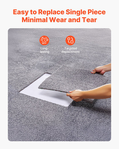 Carpet Tiles 457x457 mm, 10 Pack Carpet Square Rug Detachable & Damage-free, Self Adhesive Home Floor Soft Plush Padded for 2.1㎡ Coverage, Easy DIY for Living Room & Bedroom, Gray