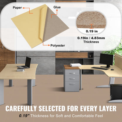 Self-Adhesive Carpet Tiles, 0.46m x 0.46m, Easy DIY Install, Light Brown, 10 Pack