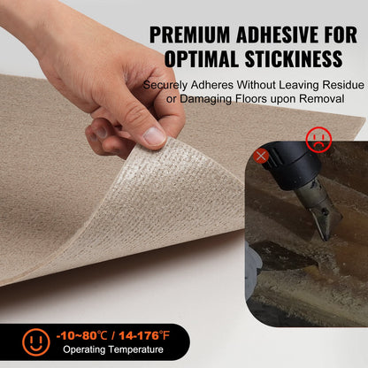 Self-Adhesive Carpet Tiles, 0.46m x 0.46m, Easy DIY Install, Light Brown, 10 Pack