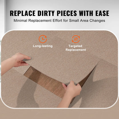VEVOR Carpet Tiles Peel and Stick, 18” x 18” Squares Self Adhesive Carpet Floor