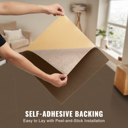 Self-Adhesive Carpet Tiles, 0.45m x 0.45m, Soft & Easy Install, Deep Brown (10 pcs)