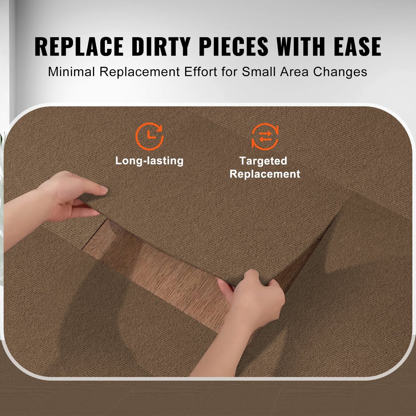 VEVOR Carpet Tiles Peel and Stick, 18” x 18” Squares Self Adhesive Carpet Floor