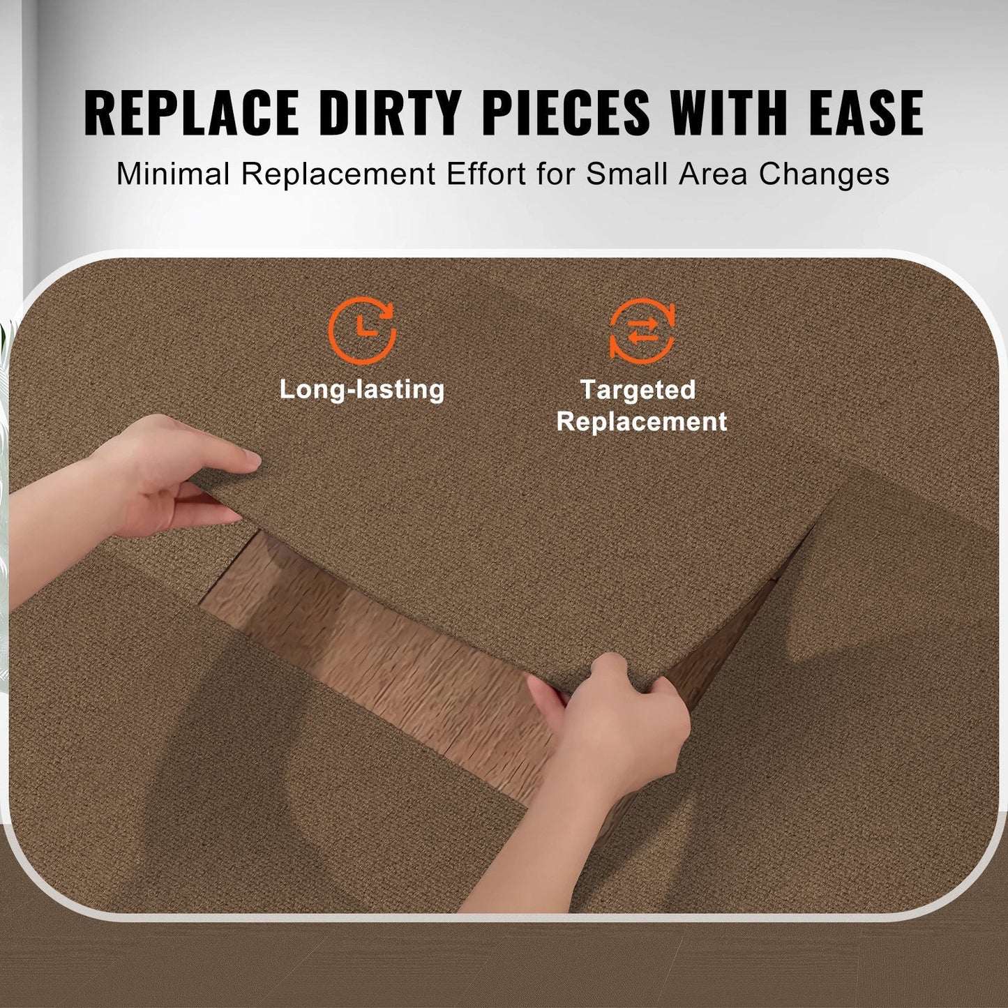 Self-Adhesive Carpet Tiles, 0.45m x 0.45m, Soft & Easy Install, Deep Brown (10 pcs)