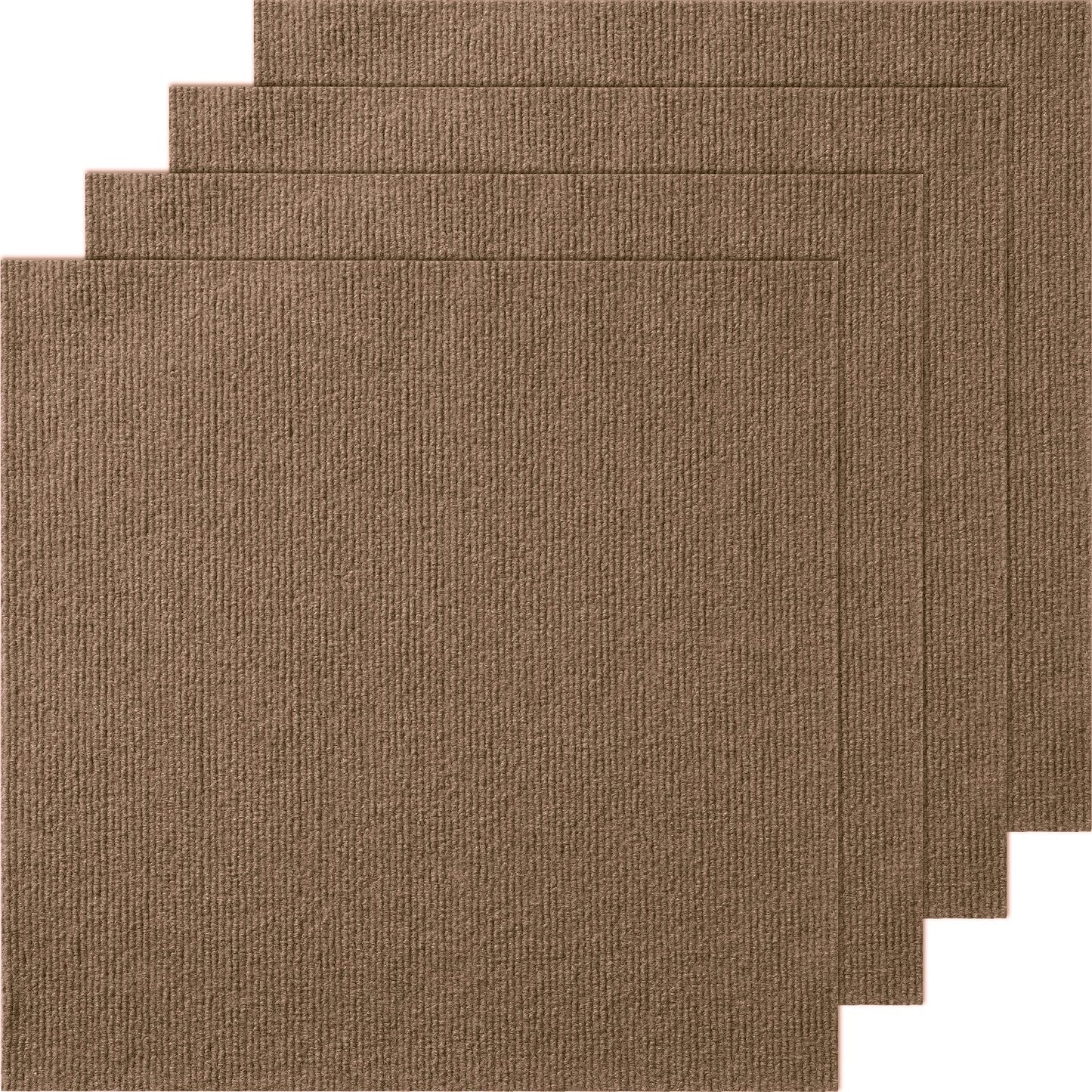 Self-Adhesive Carpet Tiles, 0.45m x 0.45m, Soft & Easy Install, Deep Brown (10 pcs)