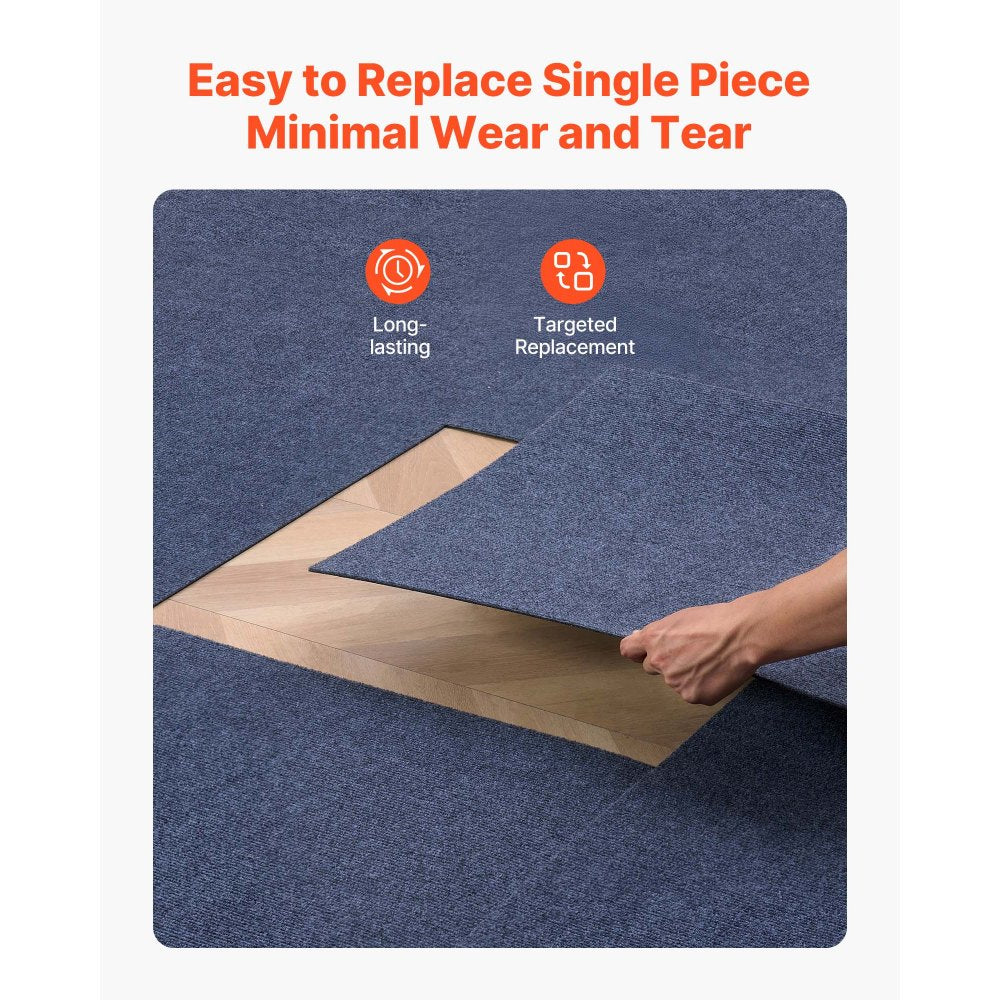 Carpet Tiles 610x610 mm 15 Pack Peel and Stick Rug Self Adhesive Gray