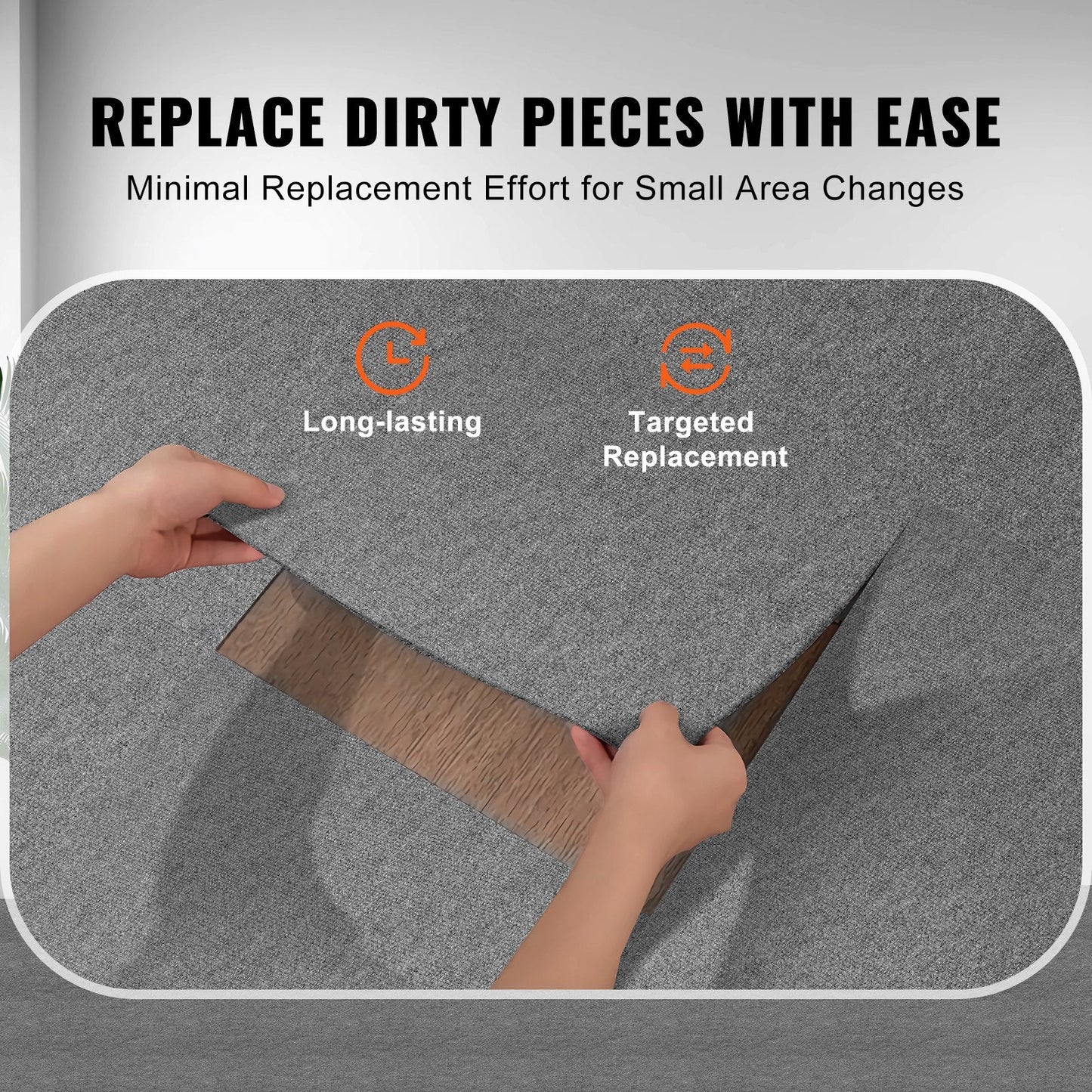 24x24 cm Self-Adhesive Carpet Tiles, Light Gray, 9-Pack, Easy DIY Installation