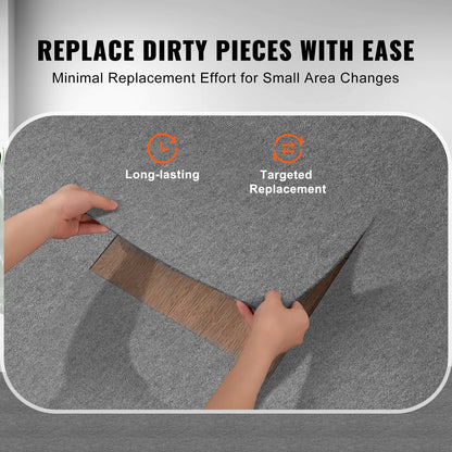 24x24 cm Self-Adhesive Carpet Tiles, Light Gray, 9-Pack, Easy DIY Installation