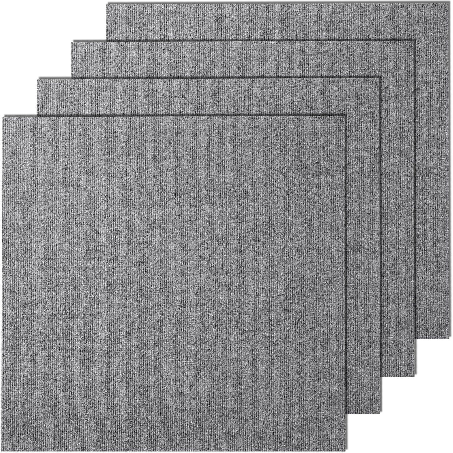 24x24 cm Self-Adhesive Carpet Tiles, Light Gray, 9-Pack, Easy DIY Installation