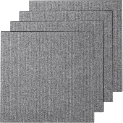 24x24 cm Self-Adhesive Carpet Tiles, Light Gray, 9-Pack, Easy DIY Installation