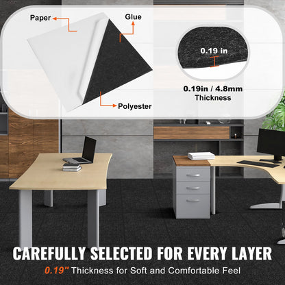 VEVOR Carpet Tiles Peel and Stick, 24” x 24” Squares Self Adhesive Carpet Floor