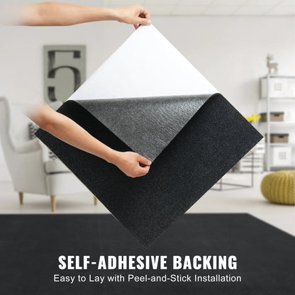 Self-Adhesive Carpet Tiles, 0.61m x 0.61m, Charcoal Black, 15-Pack, Easy Install