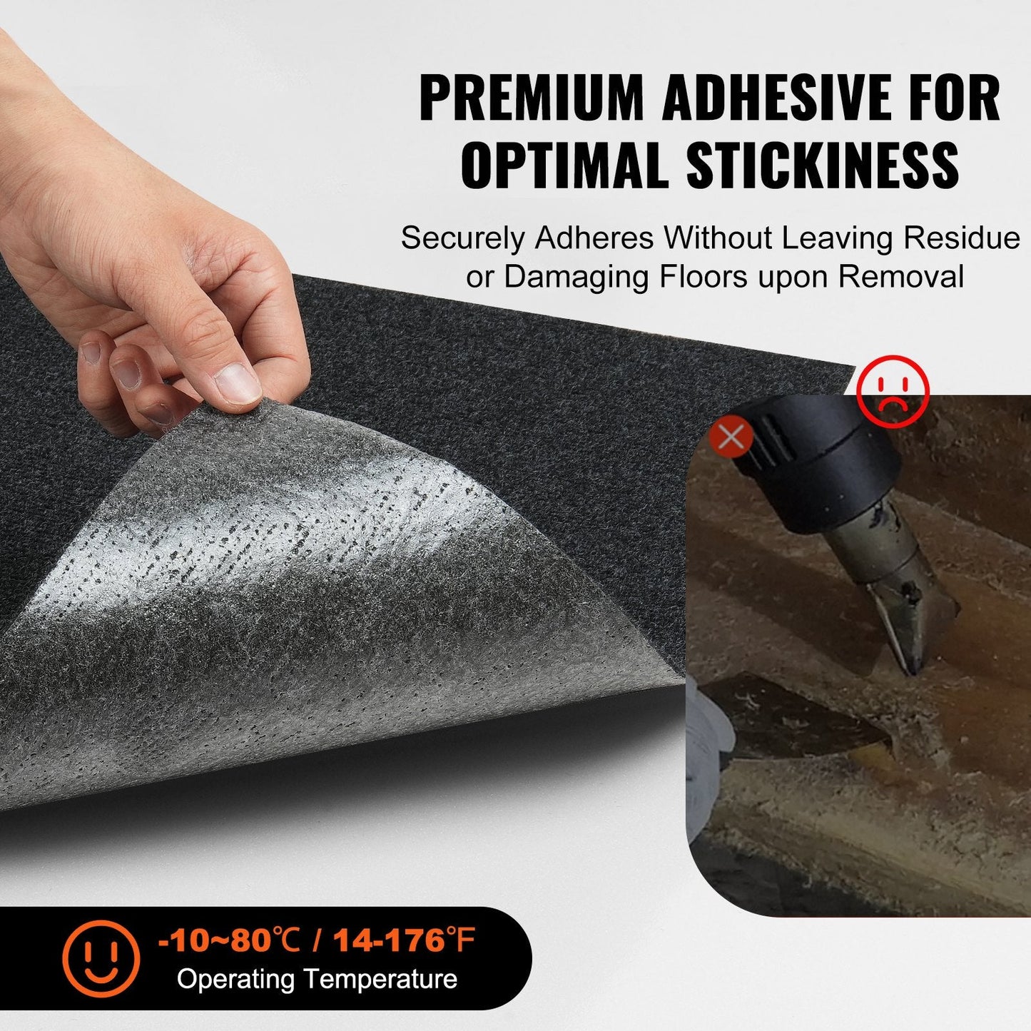 Self-Adhesive Carpet Tiles, 0.61m x 0.61m, Charcoal Black, 15-Pack, Easy Install