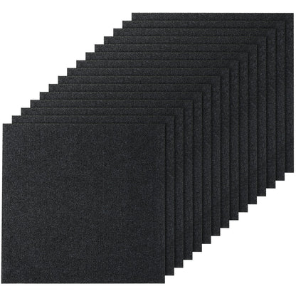 Self-Adhesive Carpet Tiles, 0.61m x 0.61m, Charcoal Black, 15-Pack, Easy Install