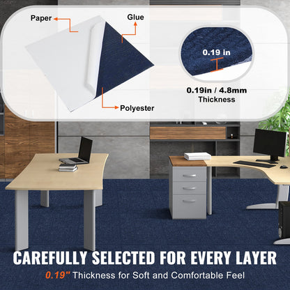 VEVOR Carpet Tiles Peel and Stick, 24” x 24” Squares Self Adhesive Carpet Floor