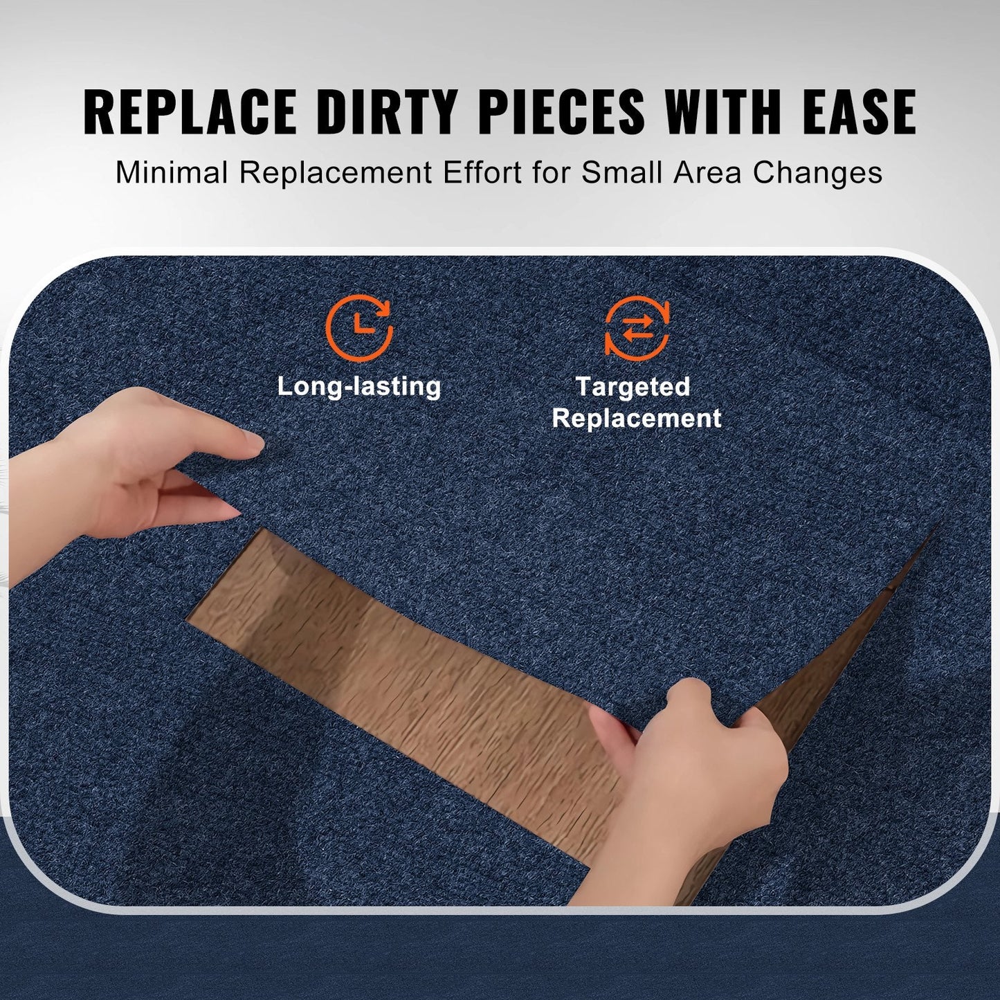 Self-Adhesive Carpet Tiles, 0.61m x 0.61m, 15pcs, Deep Blue, Easy DIY Install
